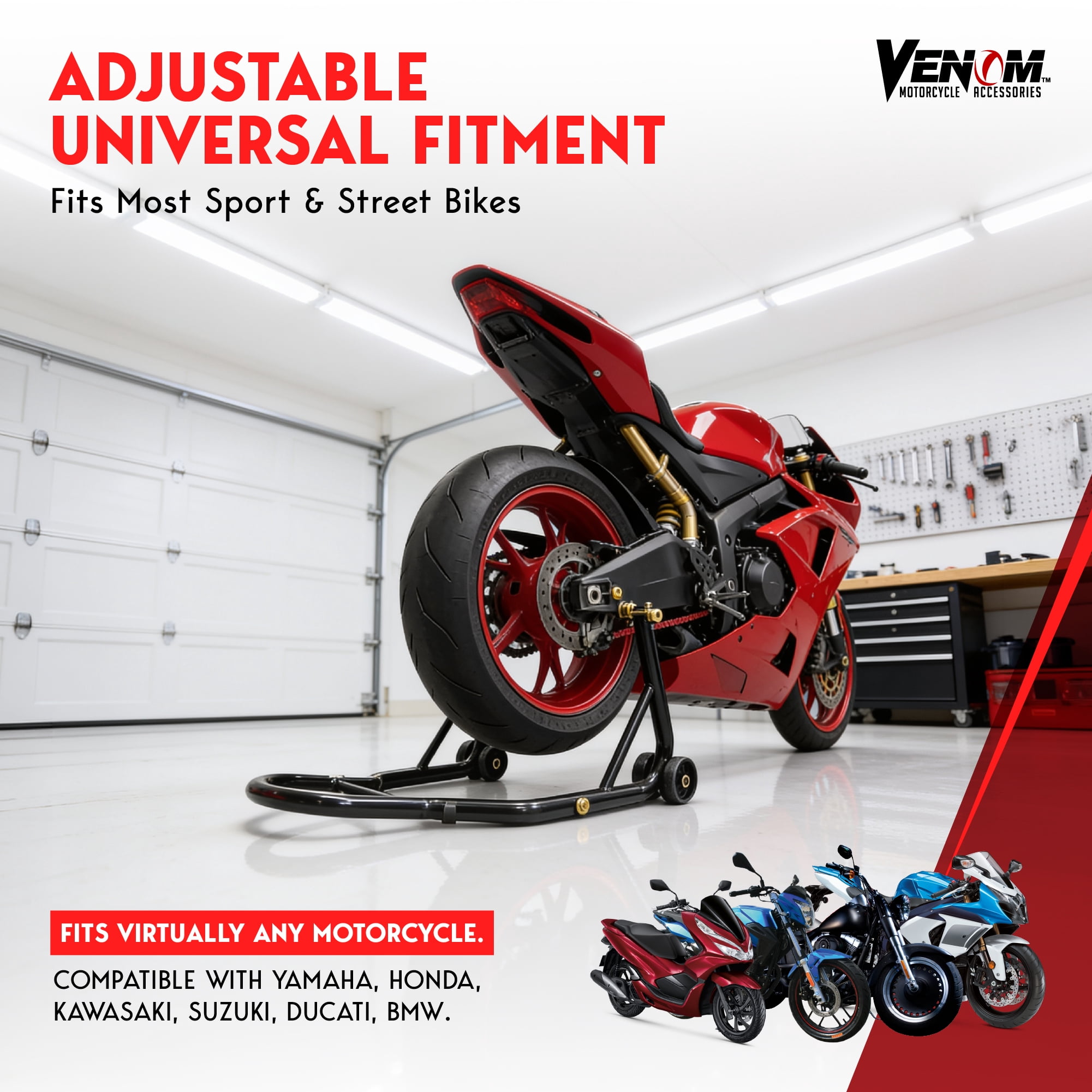 Venom Venom Motorcycle Rear Wheel Paddle Lift Stand, Swingarm