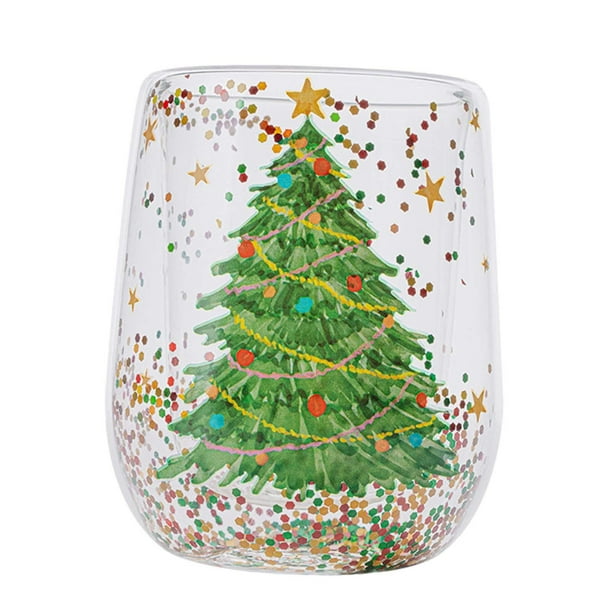 Taza de Cristal para de Navidad, Taza de Café de Cristal con Purpurina de 380ml, Taza para Beber para de Navidad, Regalos para Mujeres, Ni