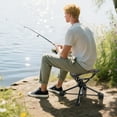 thumbnail image 2 of Gymax 360 degree Swivel Camping Stool Foldable Outdoor Chair w/Oxford Seat & Metal Frame Camouflage, 2 of 9