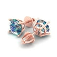 thumbnail image 2 of 14K Solid Gold Screw Back Stud Earrings for Women | 3 cttw Round Cut Blue Moissanite | Rose Gold, 2 of 5