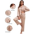 thumbnail image 4 of Silk Satin Pajamas for Women Set 2 Piece Silk Pjs Long Sleeve Top Cozy Sleepwear Silky Pajamas, 4 of 6