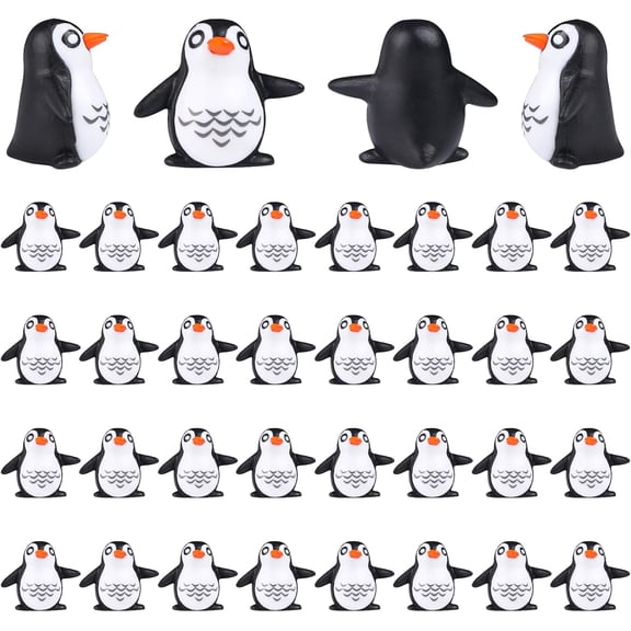 32Pcs Miniature Penguin Figurines, Mini Resin Penguin Figurine Tiny Resin Penguins Bulk for Home Party Fairy Garden Micro Landscape Winter Decor Christmas Scene Decoration Party Supplies