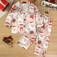 thumbnail image 2 of 2 Piece Girls Boys Print Satin Pajama Set Button Down Long Sleeve Top and Pants Sleepwear, 2 of 8