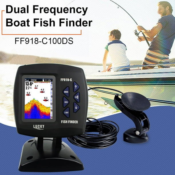 LUCKY FF918-C100DS Color Screen Wired Fish Finder Dual Frequency 328ft/100m Water Depth Boat Fish Finder