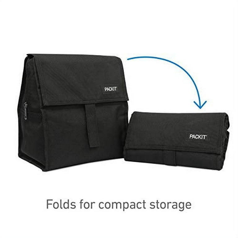  PackIt Freezable Lunch Bag with Zip Closure, Black