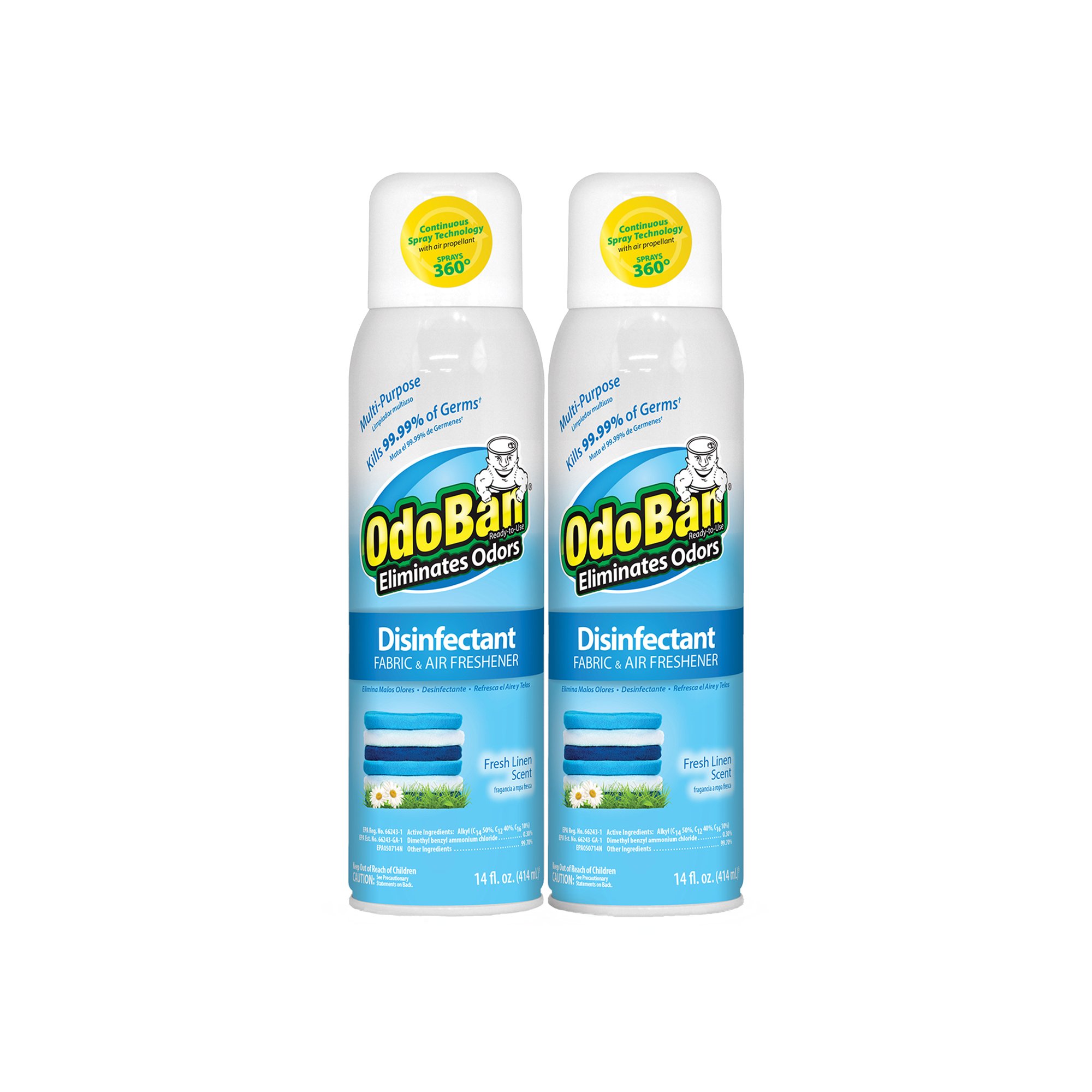 Branded Odoban Disinfectant Fabric & Air Freshener Spray, (14oz.,2pk
