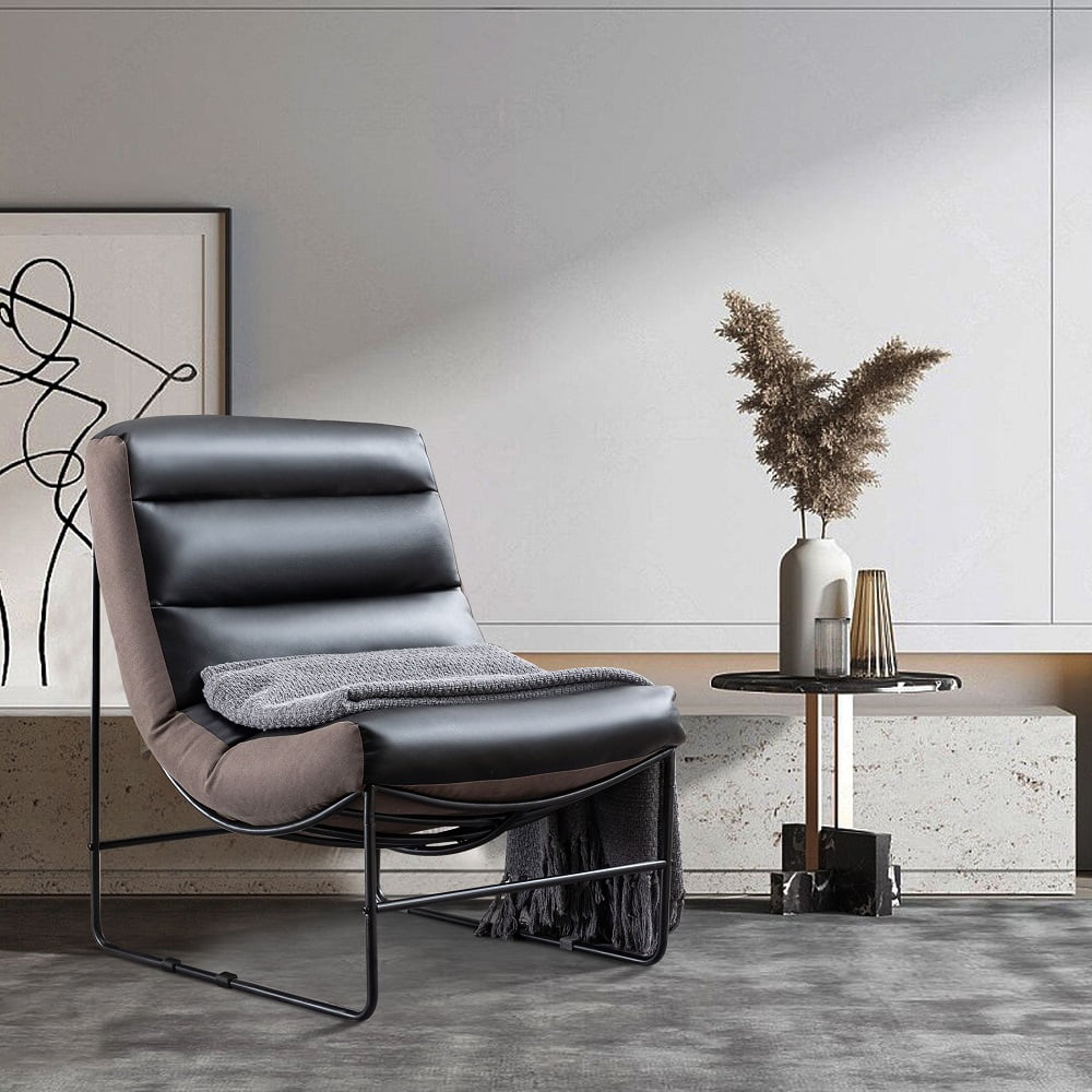 Accent Chairs Metal Framed Lounge Chair Bedroom with High Density Soft