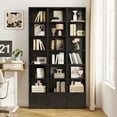 thumbnail image 2 of IRONCK 74.8" Tall Narrow Bookcase, 6 Tiers Open Adjustable Shelf and 1 Storage Cabinet for Home Office, Black, 2 of 6