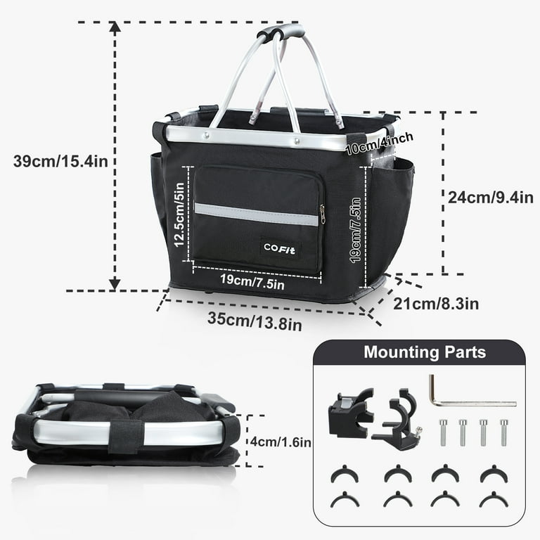 COFIT Detachable Bike Basket Multi Purpose Bicycle Handlebar Basket for Pets Shopping Camping