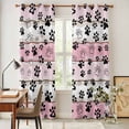 thumbnail image 4 of Pink Beige Paw Print Kitchen Curtains 84 Inch Length, Vintage Farmhouse Country Wooden Grain Grommet Top Bedroom Living Room Curtains, Light Filtering Cafe Curtain Drapes 2 Panels Set 84''x84'', 4 of 9
