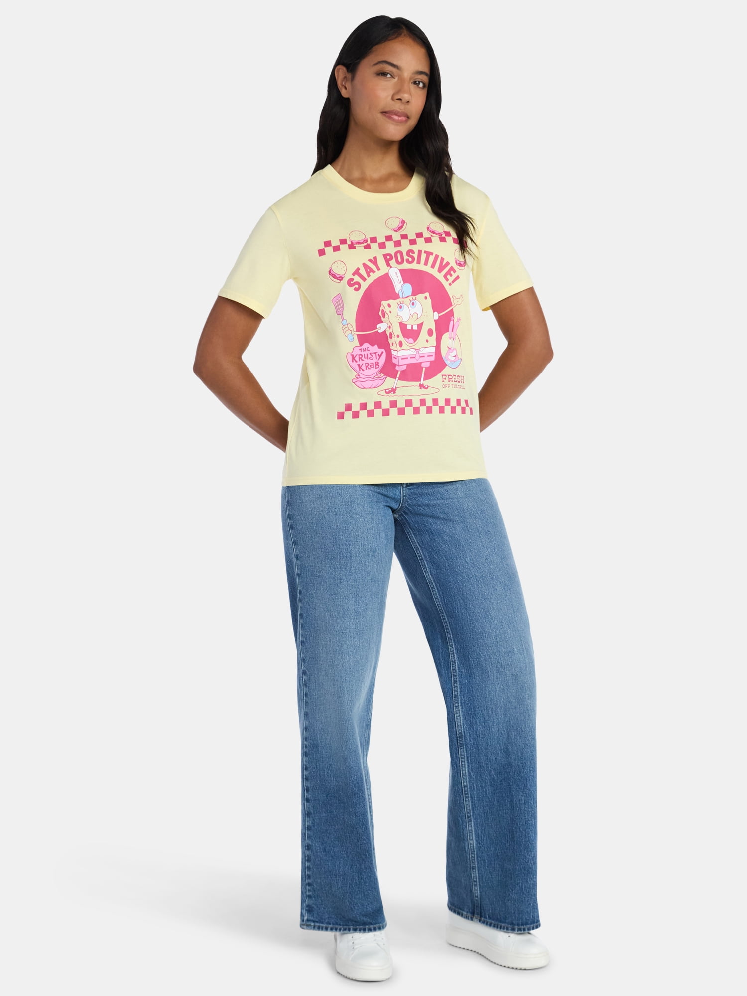 SpongeBob SquarePants Women's Graphic Tee with Short Sleeves, Sizes XXS-XXL