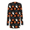 thumbnail image 5 of EIMELI Women‘s Halloween Cardigan Sweater Skull Pumpkin Print Pattern Long Cardigans Sweater Coats Tops Ginger M, 5 of 5