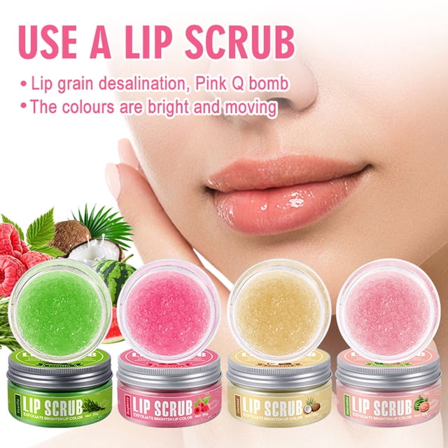 Exfoliante labial afrutado 30g | Bálsamo exfoliante suave para labios - Hidratante, nutritivo, humectante, ilumina el tono de los labios, suaviza líneas, prepara para labial | Tratamiento portátil