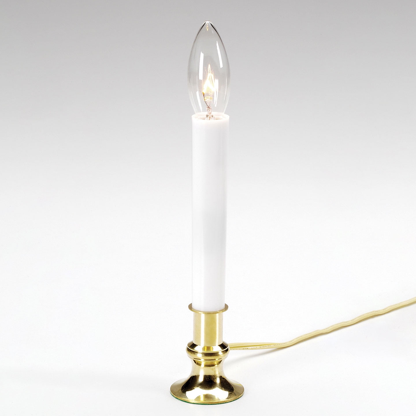 Darice 9/” Electric Window Candle Lamp with Light Sensor Light Sensor Automatically Turns Candle on at Dusk and Off at Dawn Brass-Plated Base Plug-in Lamp Includes 7W Glass Bulb