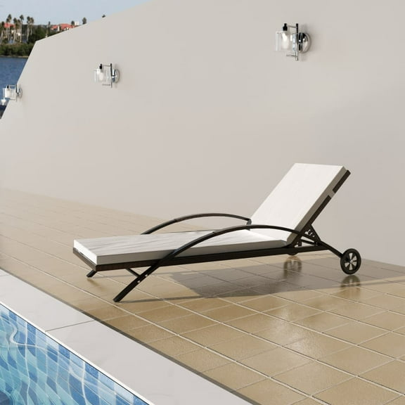 vidaXL Patio Lounge Chair Outdoor Sunlounger Sunbed with Cushion Poly Rattan