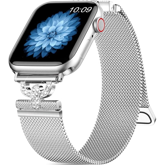 REQO for Apple Watch Band SE Series 10 9 8 7 6 5 4 3 2 1 Ultra iWatch Bands 40mm 38mm 41mm 44mm 45mm 46mm 42mm 49mm, Jewelry Milanese Loop Stainless Steel Mesh Magnetic Strap for Women Men