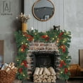 thumbnail image 5 of Gustave 9ft Pre-Lit Christmas Garland Artificial Spruce Garland with 50 LED String Lights and Glitter Red Berries for Xmas Holiday Fireplace Decoration, 5 of 6