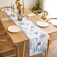 thumbnail image 3 of Blue Coastal Table Runner - 90 Inch Long, Kitchen Dining Table Runner Dresser Scarves, Summer Beach Turtle Coral Starfish Jellyfish Farmhouse Decor for Coffee Tables Wedding Party Banquet, 3 of 8