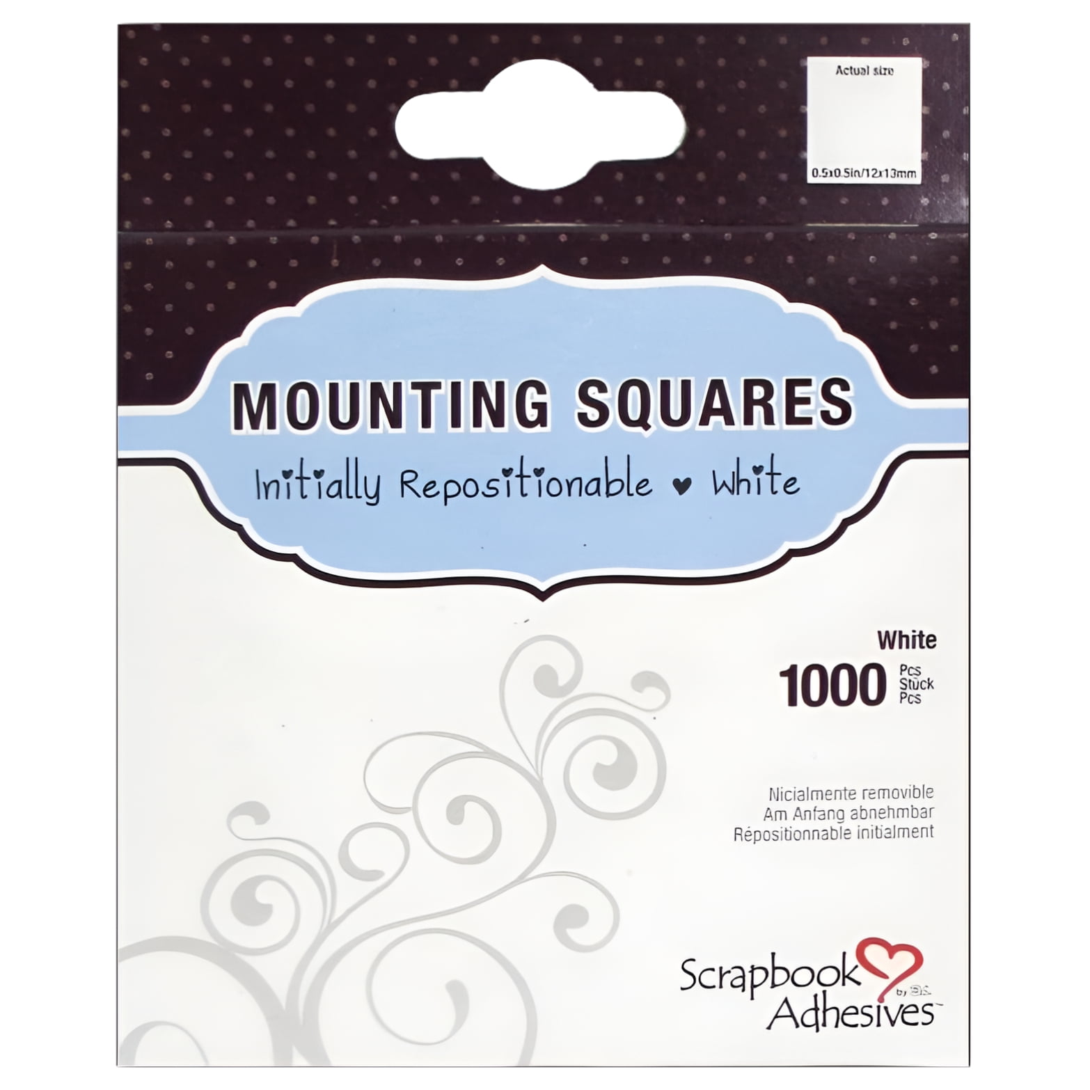 Scrapbook Adhesives by 3L Mounting Squares Clear Double Sided 0.5", 1000 pieces Count