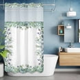 thumbnail image 6 of Spring Green Leaf No Hooks Shower Curtain with Snap-in Liner Watercolor Eucalyptus Leaves Shower Curtains for Bathroom, Waterproof, Easy Install, Washable 54"x78", 6 of 9