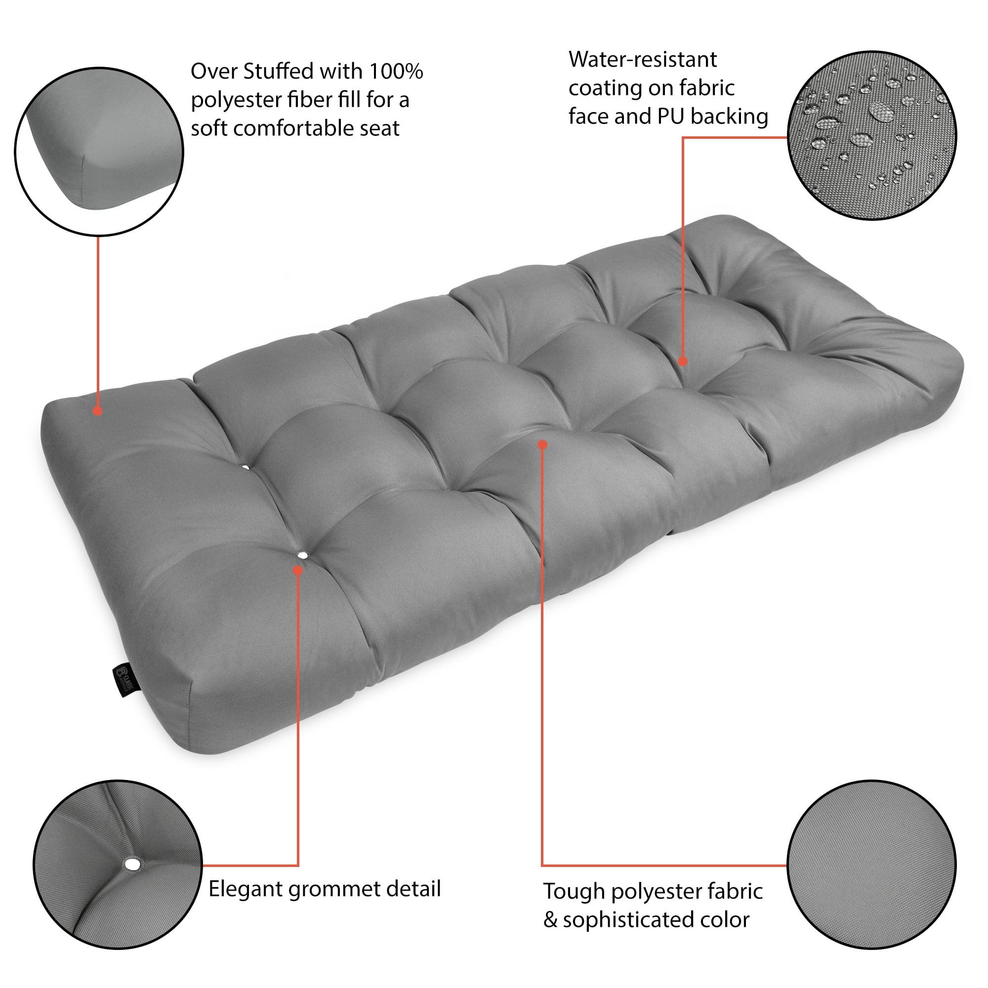 Patio Bench Cushion, Moon Mist, 48”W