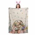 thumbnail image 2 of Throw Blanket Fleece Throw Blanket 50x60in, Spring Easter Bunny Blossom Floral Soft Lightweight Bed Blankets Colorful Egg on Burlap Fuzzy Couch Blankets for All Season, 2 of 9