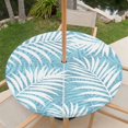 thumbnail image 6 of Round Outdoor Tablecloth with Umbrella Hole and Zipper, Teal Blue Palm Leaf Tablecloth with Elastic Waterproof, Summer Coastal Botanical Tropical Patio Table Covers for 36" - 44" Picnic Pool Tables, 6 of 7