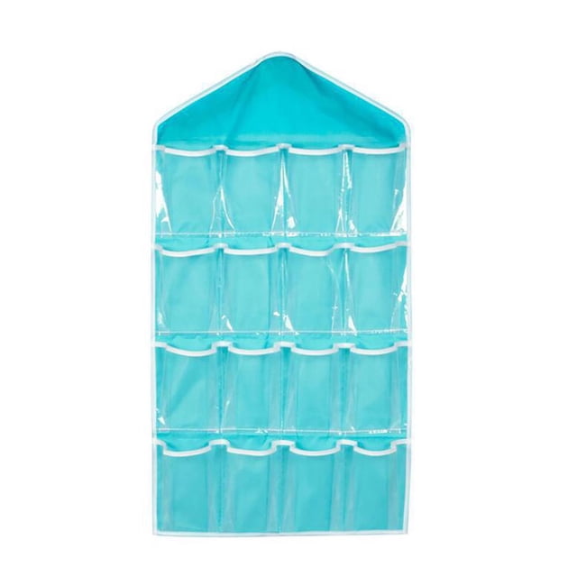 Organizador de calcetines colgantes 16 bolsillos para armario Ropa interior Bolsa de almacenamiento Azul Hugtrwg Para estrenar