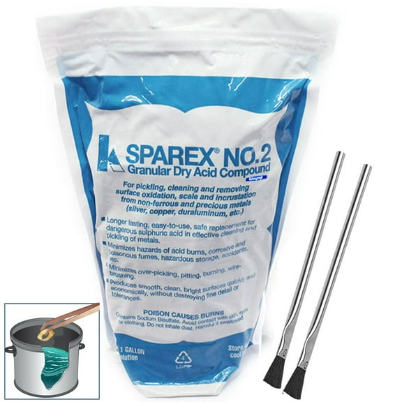 2.5 Lbs Pickling Compound Sparex No 2 Clean Gold & Silver Oxidation W/2 brushes