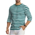 thumbnail image 3 of DIOAZUD Men's Striped 3/4 Sleeve Shirts Summer Casual Crew Neck Shirt Lightweight Big and Tall T-Shirts for Daily Wear, 3 of 7