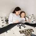 thumbnail image 5 of Feelyou Leopard Print Initial I Twin Comforter Sets, Black Bowknot Bedding Set, 2-Piece, 5 of 8