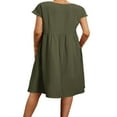 thumbnail image 3 of CHOK Robe en Lin Décontractée à Manches Courtes et Poches pour Femmes, 3 of 4