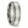 thumbnail image 4 of Chisel Titanium Grooved Edge Sterling Silver Inlay 8mm Brushed/Polished Band, 4 of 6
