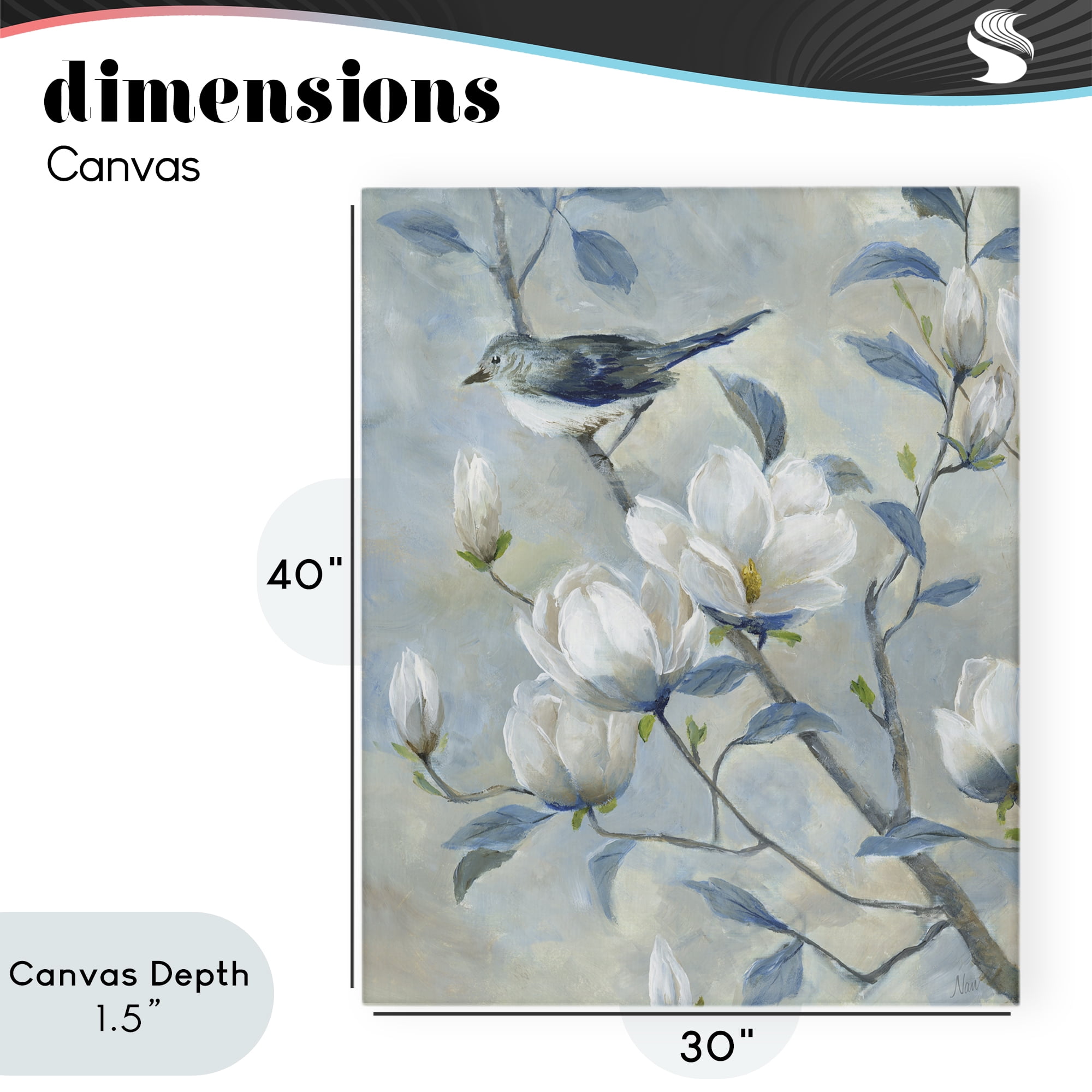 Stupell Industries Blue Bird in Magnolia Tree Canvas Wall Art, design by Nan