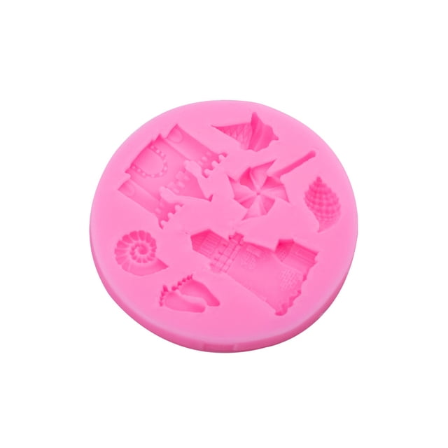 Cateissary Molde de pastel de silicona antiadherente 7 rejilla hogar cocina panadería Mousse hornear huella Castillo Shell molino de viento Herramientas y accesorios para hornear