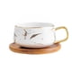 thumbnail image 1 of Naiovety Taza de cerámica de estilo nórdico, taza con diseño de canicas con cuchara, contenedor de comida para desayuno de avena, vaso, Teteras Blanco/Corto, 1 of 6