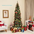 thumbnail image 2 of Costway 8 FT Pre-Lit Christmas Tree Slim Pencil Hinged with 420 Lights & 1168 Branch Tips, 2 of 10