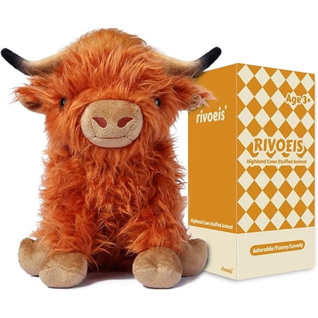 Highland Cow Stuffed Animals Toys Plushies Cute Cow Stuffed Animal Plush Cow Decor for Kids (10.5 inches)