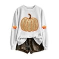 thumbnail image 3 of HongQid Crew Neck Sweatshirts Women Graphic Fall Pumpkin Thanksgiving Pullover Tops Oversized Winter Autumn Season Shirts Sequin Halloween Funny Cute Long Sleeve Tops, 3 of 7