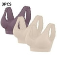 thumbnail image 6 of SBYOJLPB Plus Size Everyday Bras Woman's Lace Splicing Glossy Comfortable Breathable Bra Underwear No Rims Beige XXXL, 6 of 9