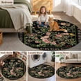 thumbnail image 6 of Black Spring Floral Round Area Rugs Collection 3', Elegant Pastoral Flowers Birds Retro Art Non Slip Indoor Circular Throw Runner Rug Floor Mat Carpet for Living Room Dining Table Bedroom Nursery, 6 of 9