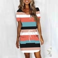 thumbnail image 5 of THDHVS Casual Dresses for Women,Womens Dresses,V Neck Midi Dress with Short Sleeve Side Pocket and Tie Detail Print Multicolor, 5 of 7