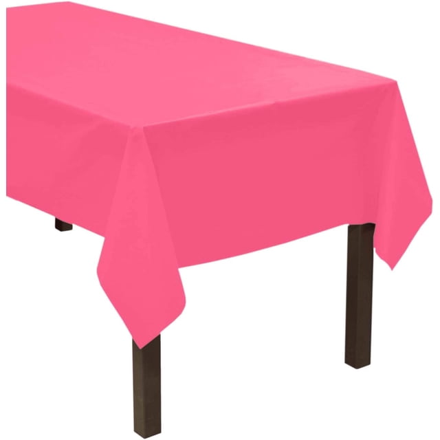 Party Essentials Heavy Duty Plastic Table Cover, 54 x 108, Neon Pink