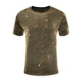 thumbnail image 5 of INSPIRE CHIC Sheer Mesh T-Shirts for Men's Short Sleeves Tee Shiny Metallic Glitter T-Shirt L Golden, 5 of 6