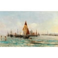 thumbnail image 2 of Theodor Freiherr von Ehrmanns 24x16 Gold Ornate Framed and Double Matted Museum Art Print Titled - Fishing Boats Near Venice, 2 of 4