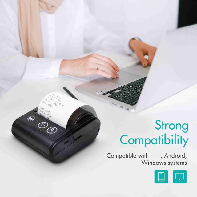 Imprimante Thermique Portable Mini 58mm BT Compatible USB Systèmes d'Exploitation Communs Connecte Résolution 203dpi pour Commandes de Factures Restaurant Impression d'Informations