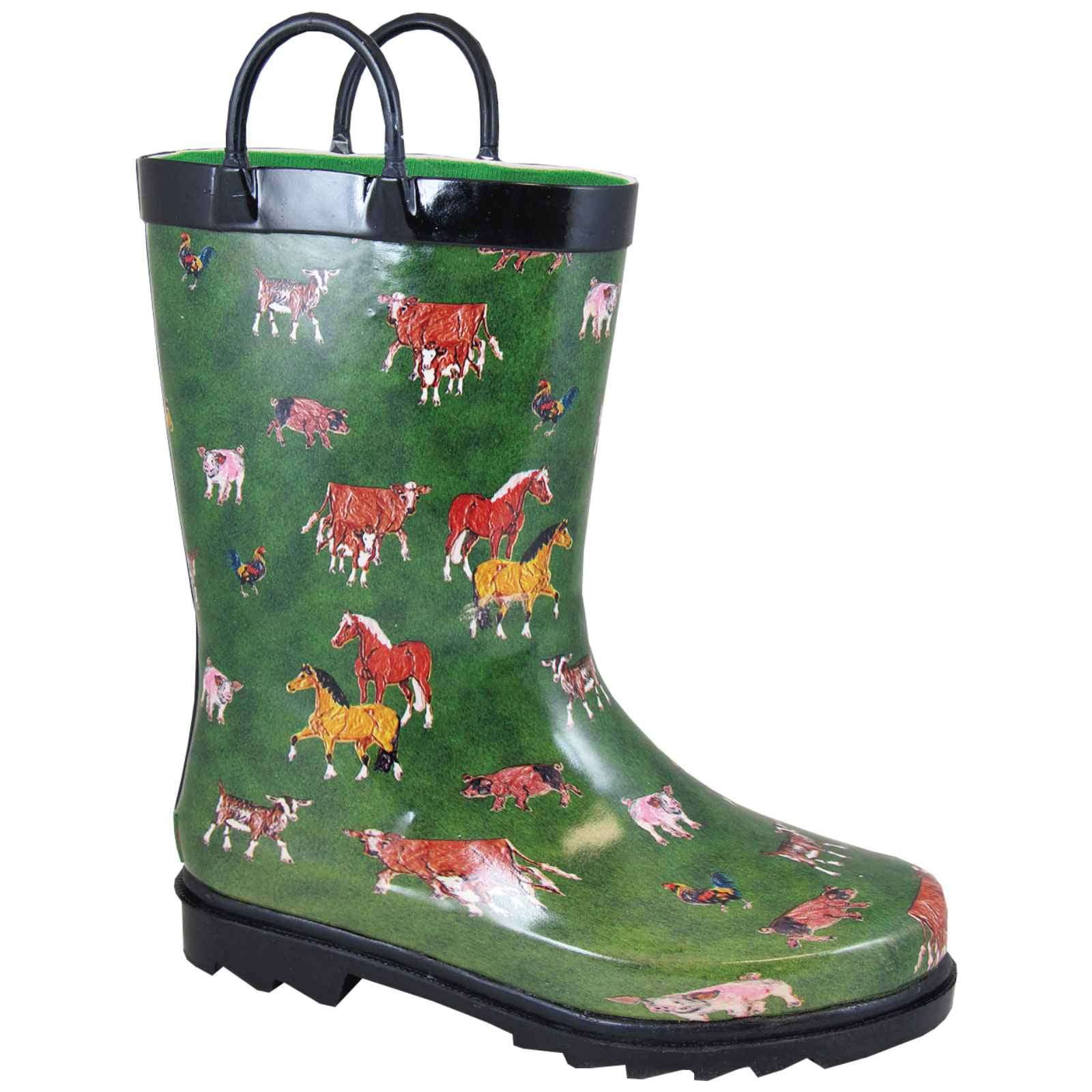 Smoky Mountain Kid's Round Up Green Rubber Boots 2769