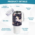 thumbnail image 4 of Unicorns Stars and Flowers 40 oz Tumbler with Handle Insulated&nbsp;Travel Mug&nbsp;Lid Straw Leak Proof Steel Vacuum Water Bottles Glasses Fits in Car Cup Holder, 4 of 7