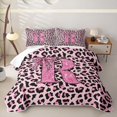 thumbnail image 2 of Erosebridal Leopard Print Boys Girls Twin Quilt Set, Pink Fashion Initial R Twin Coverlet Set, 2pcs, 2 of 7
