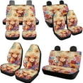 thumbnail image 3 of Uorisanigo 10 Pieces Highland Cow Floral Car Seat Covers Sets with Comfortable Auto Steering Wheel Accessories Seat Belt Pads Car Water Cup Coaster and Keychains Suitable for Most Cars SUVs, 3 of 7